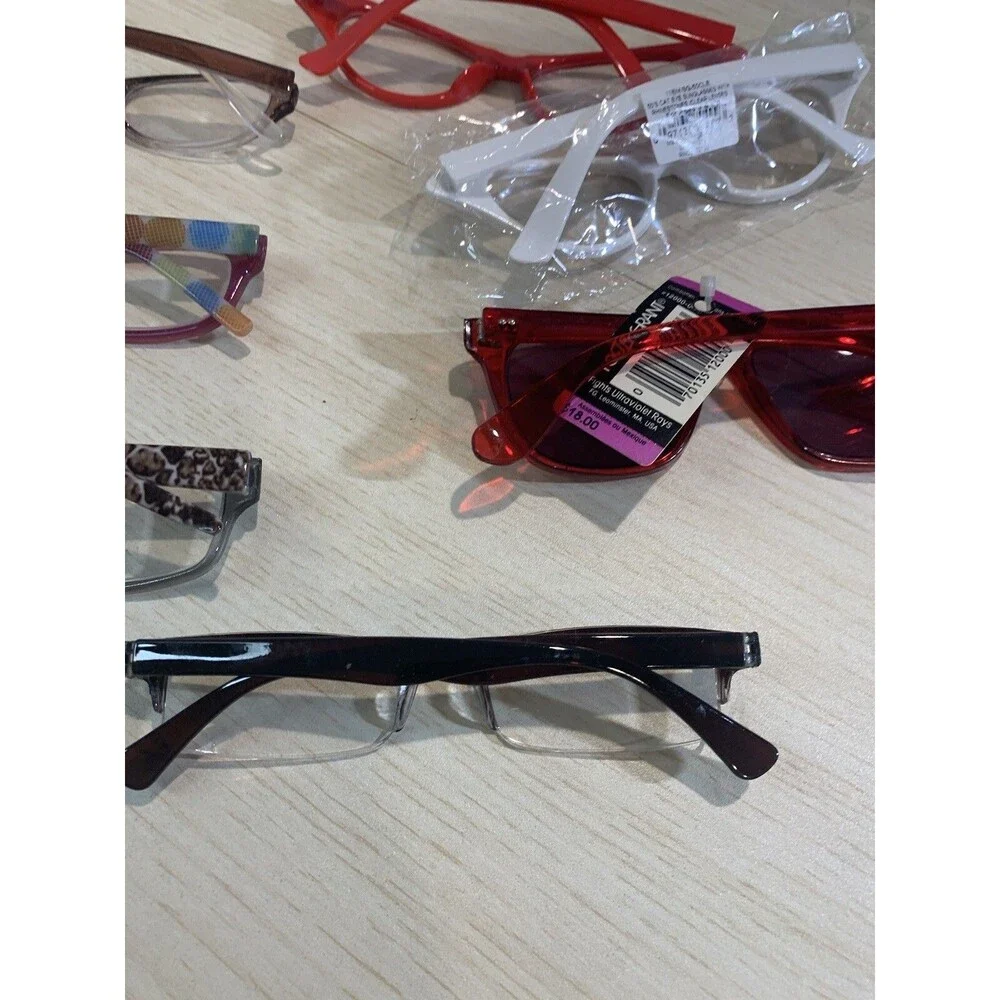 Lot of 8 Eye Glasses Clear Lens, Misc. Styles Cat eye, Sun Glasses, Fashion